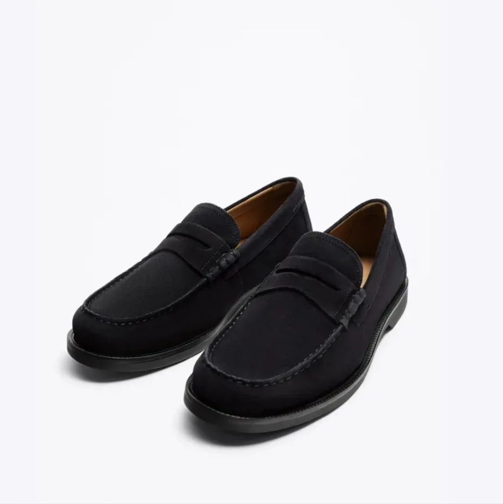 ❌️SOLD❌️ZARA SUEDE PENNY LOAFERS SIZE 10 - Picture 1 of 11
